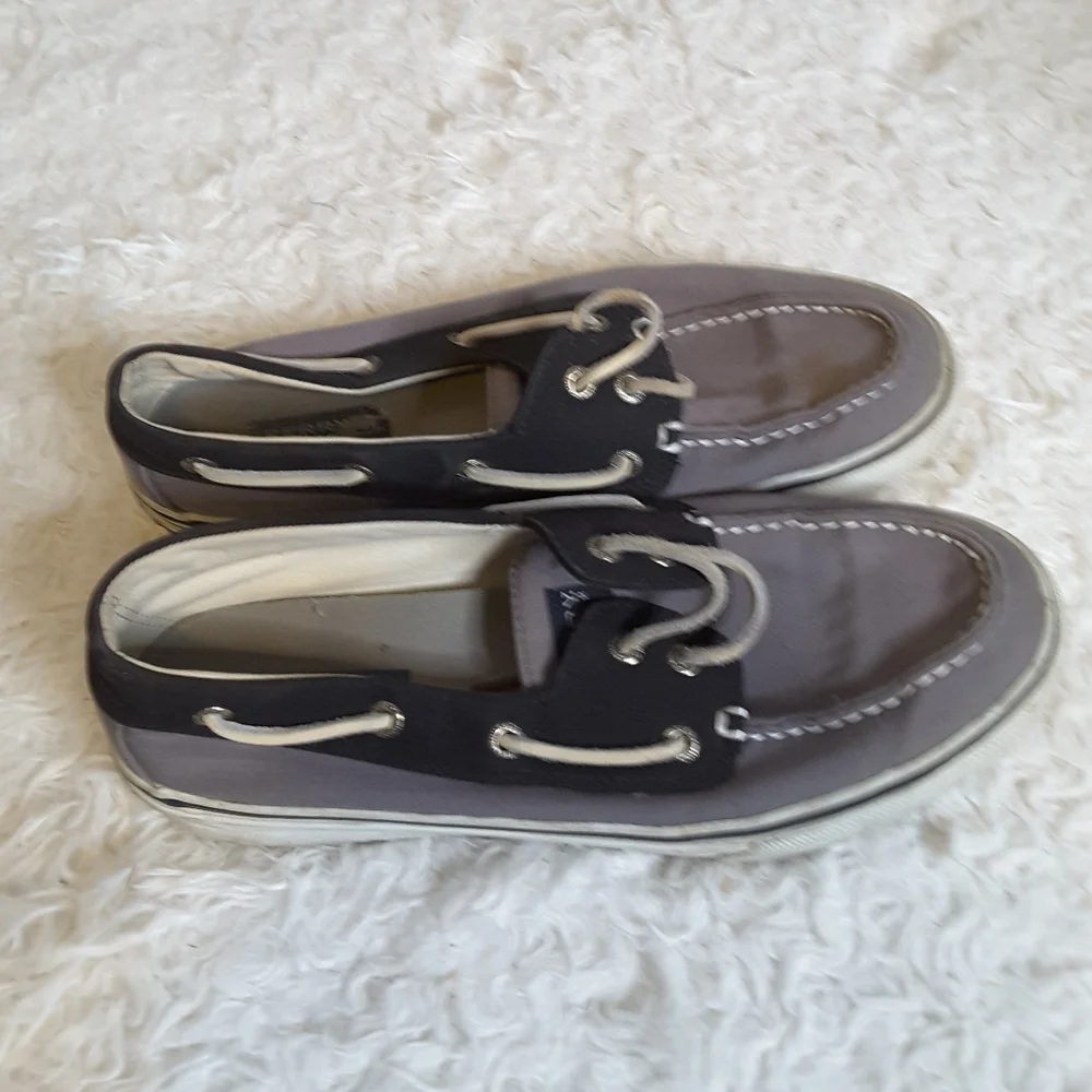 Sperry 0298414 canvas black grey boat shoe 8.5 Mens